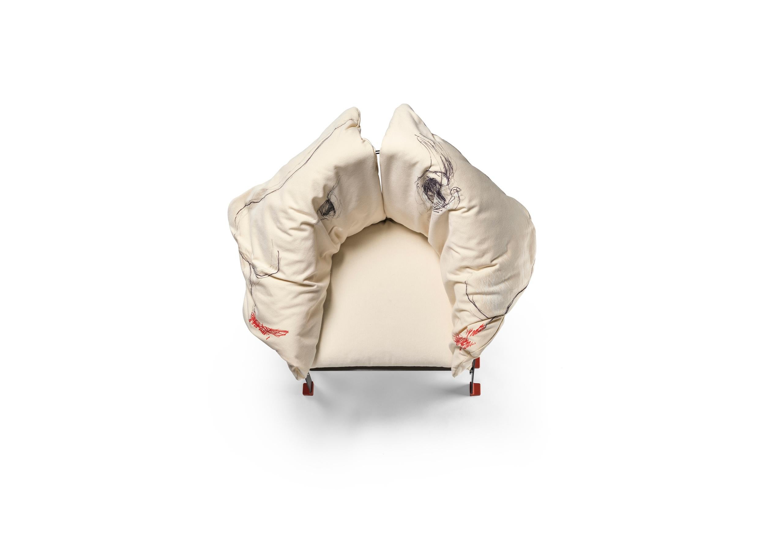 Contemporary La Pagnotta Armchair in Carbon Fiber & Cotton by Gaetano Pesce For Sale