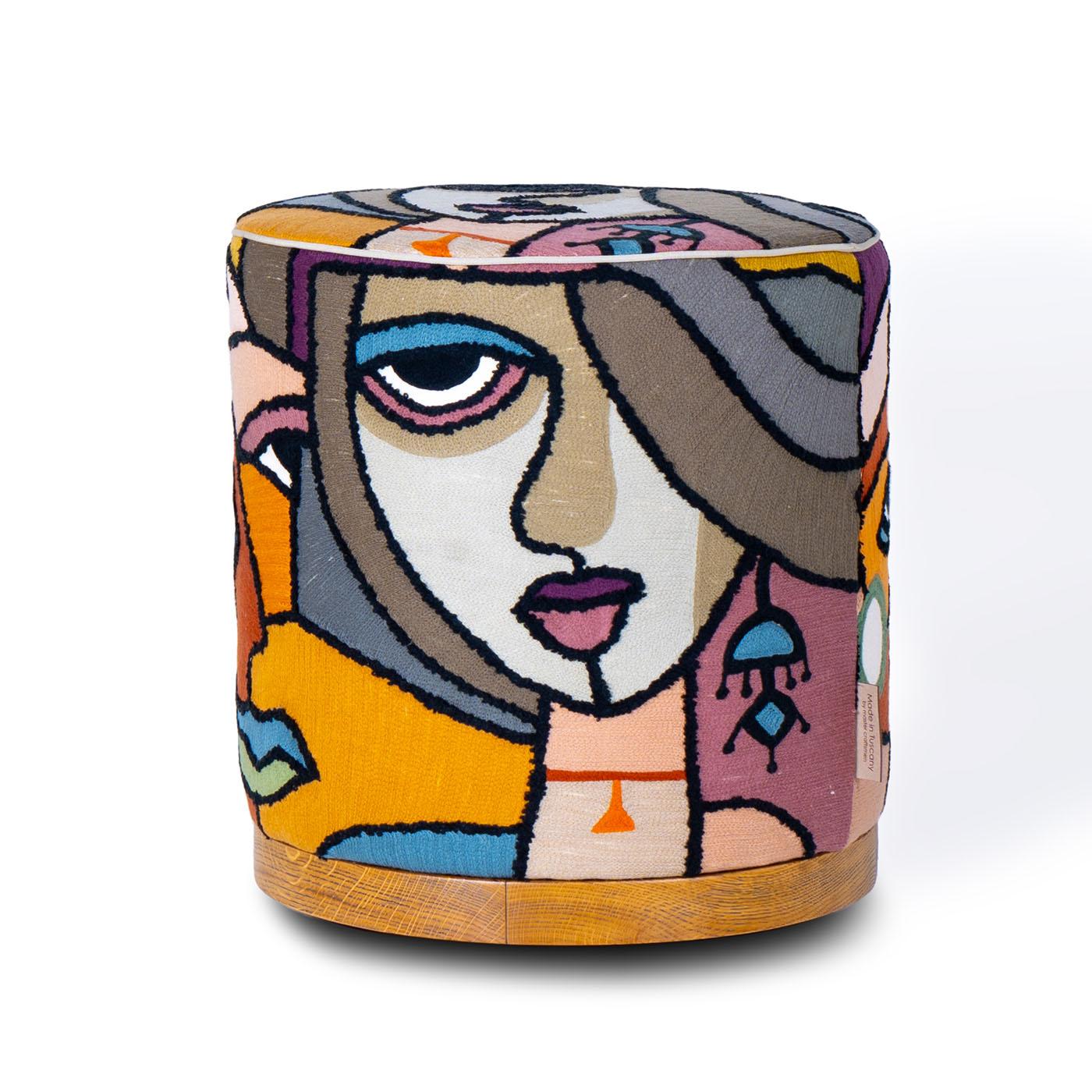 The cylindrical pouf La Parigina is an ideal object to make every corner of the house fun. The wooden base can be customized in your favorite colors and combined with the upholstery. Patchwork fabric art. Women, handmade fabric in Italy with artisan