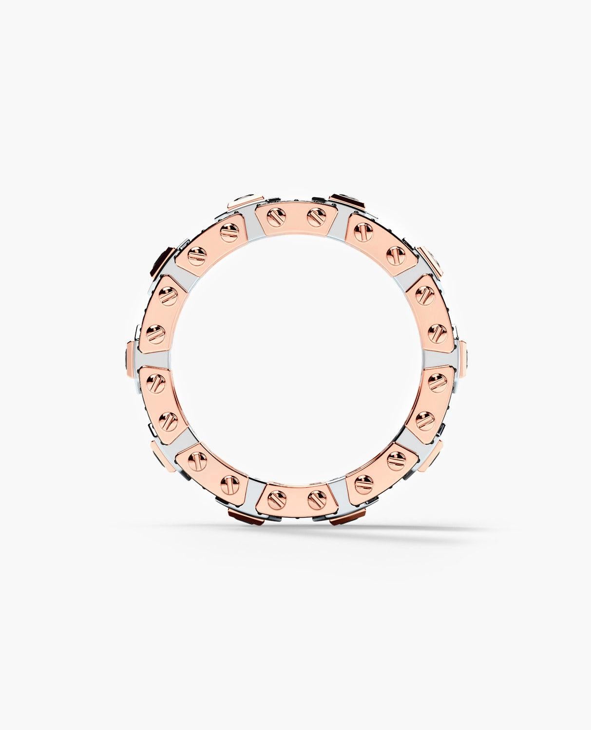 Contemporary LA PAZ 14k Rose & White Gold Ring with 1.20ct Black Diamonds