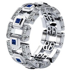LA PAZ 14k White Gold Ring with 1.20ct Sapphires and Diamonds
