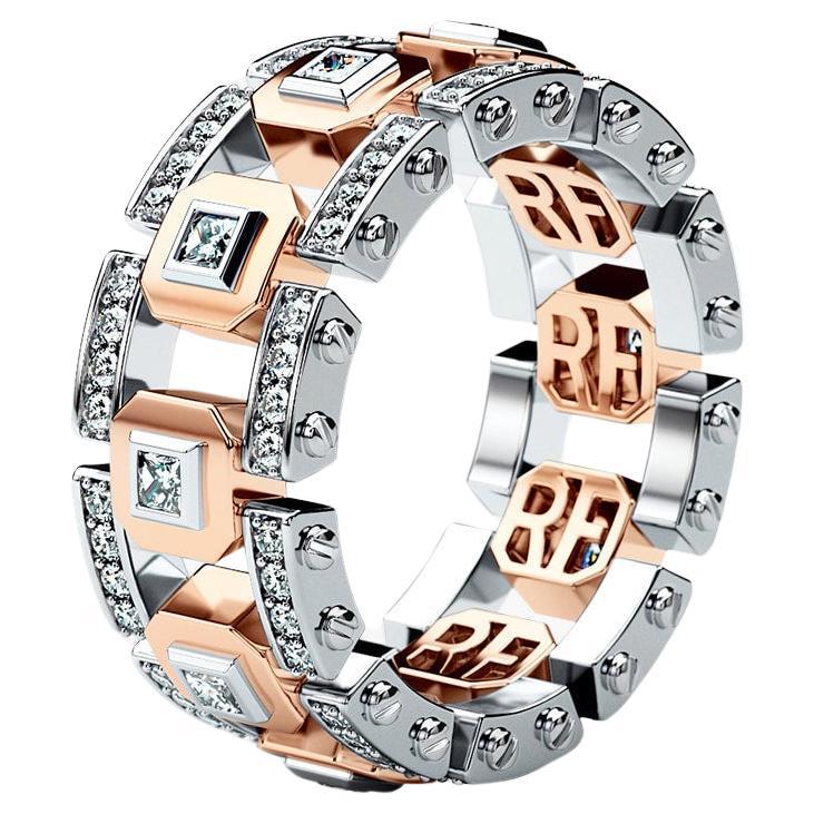 LA PAZ 14k White & Rose Gold Ring with 1.20ct Diamonds For Sale
