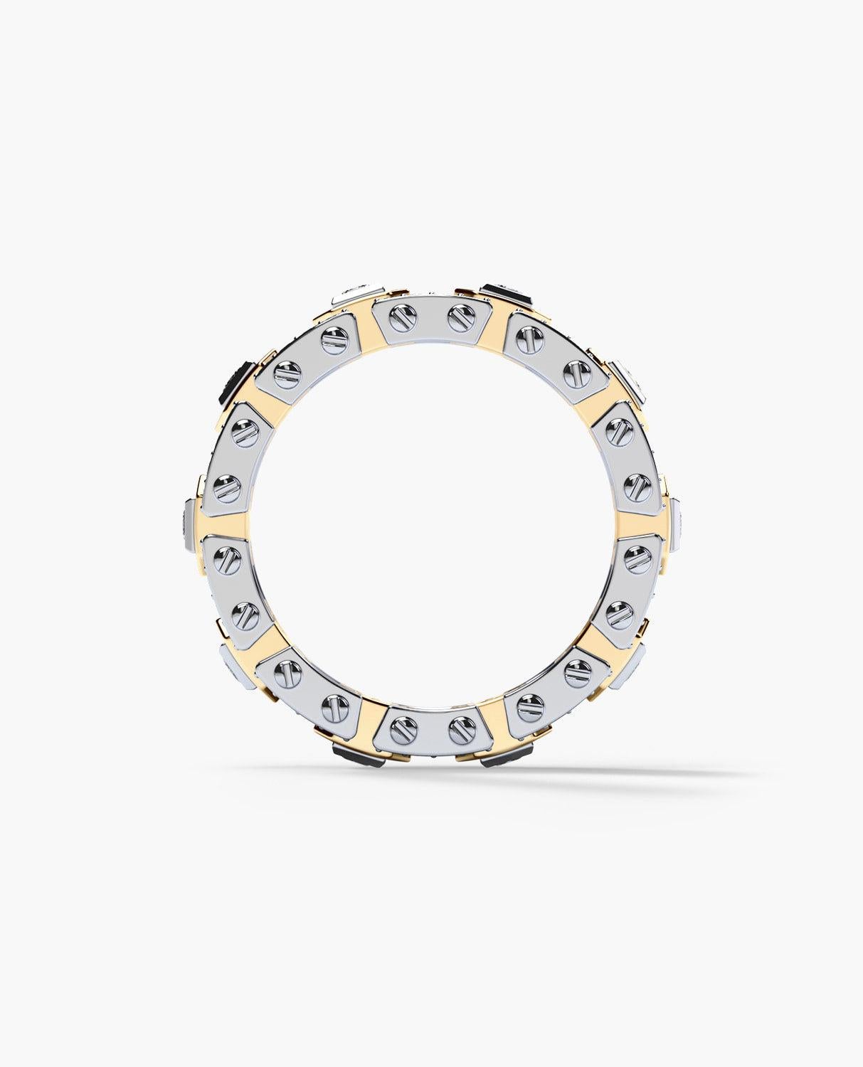 Contemporary LA PAZ 14k White & Yellow Gold Ring with 1.20ct Diamonds For Sale
