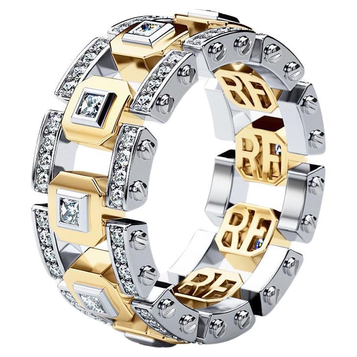 LA PAZ 14k White & Yellow Gold Ring with 1.20ct Diamonds For Sale