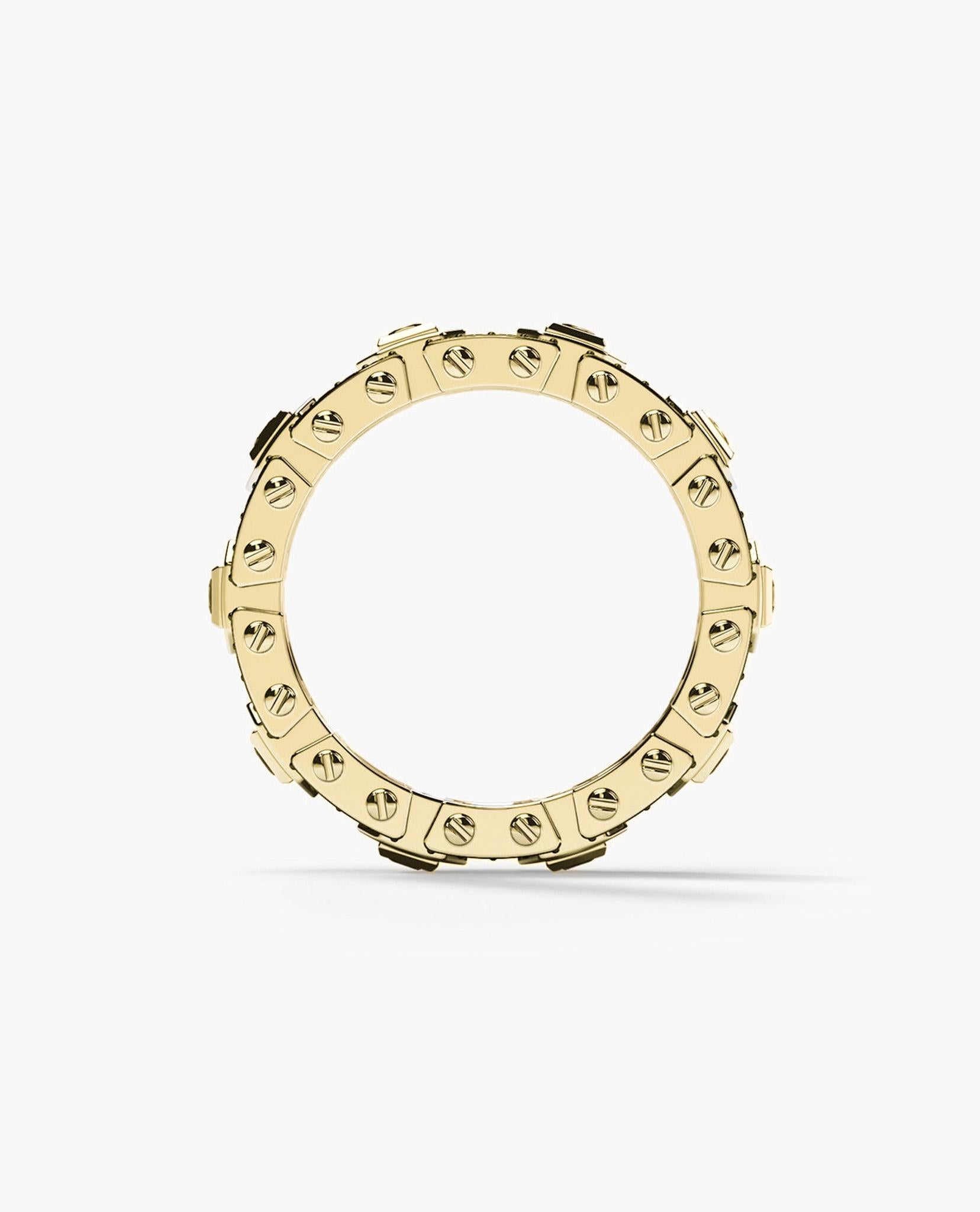 LA PAZ 14k Yellow Gold Wedding Ring with 1.20ct Diamonds for Women and Men In New Condition For Sale In New York, NY