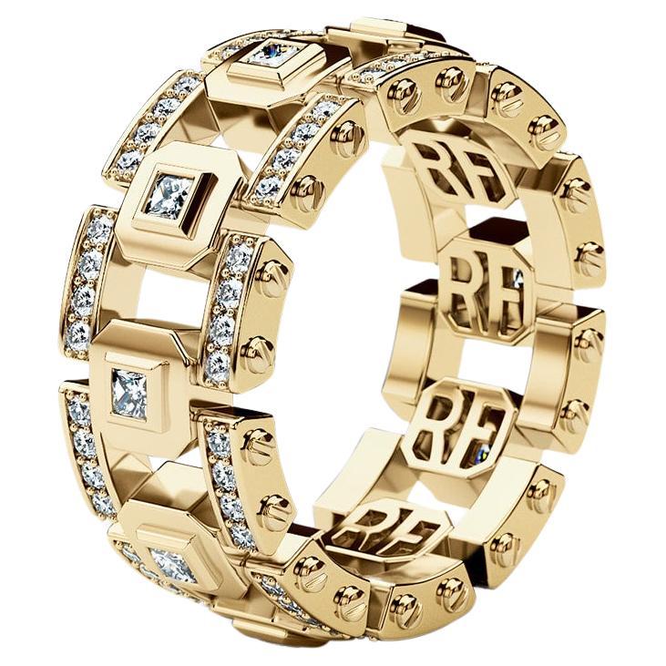 LA PAZ 14k Yellow Gold Wedding Ring with 1.20ct Diamonds for Women and Men For Sale
