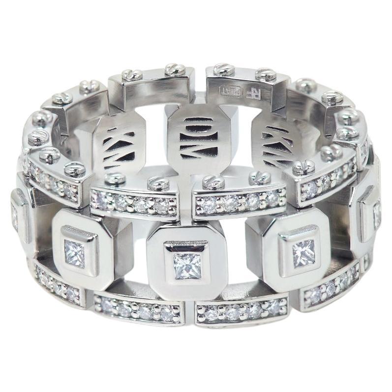 LA PAZ Platinum Ring with 1.20 Carat White Diamonds with Initials For Sale