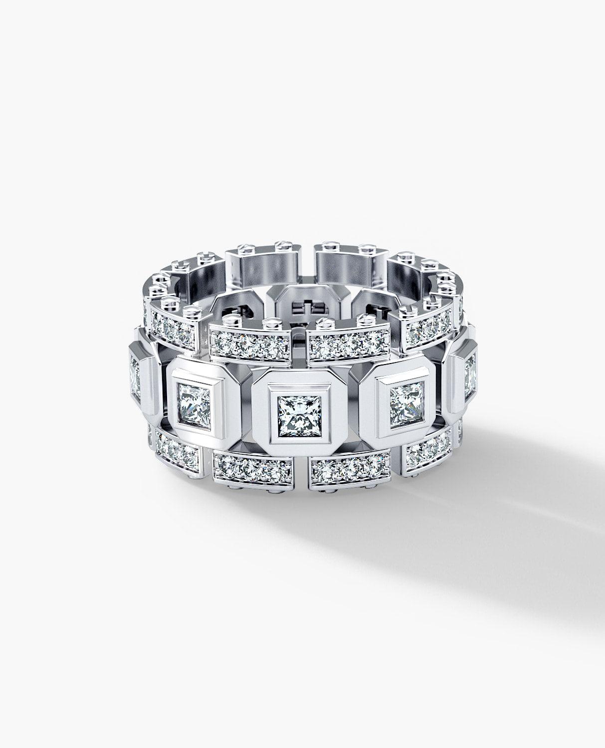 Contemporary LA PAZ Platinum Ring with 3.30ct Diamonds For Sale