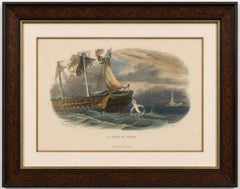 La Pêche du Requin (Shark Fishing), Hand-Colored Engraving, 1840