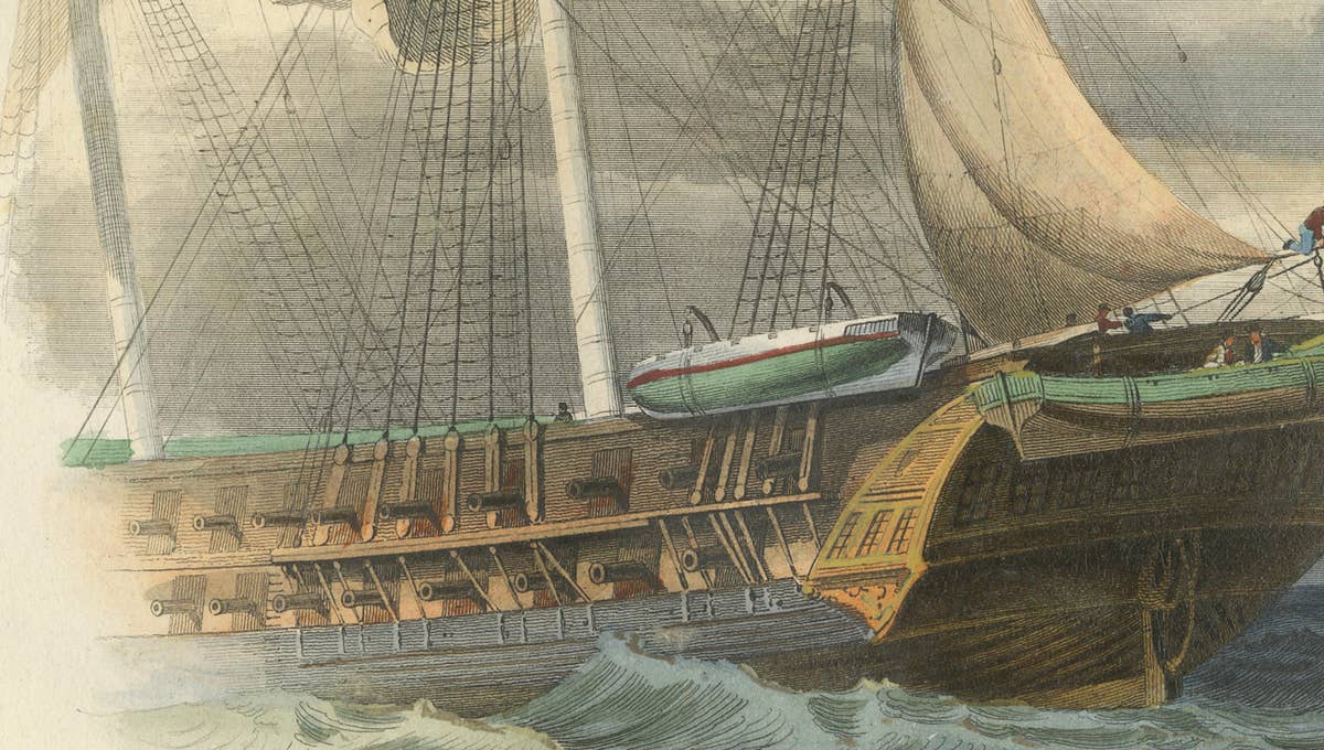 La Pêche du Requin (Shark Fishing), Hand-Colored Engraving, 1840