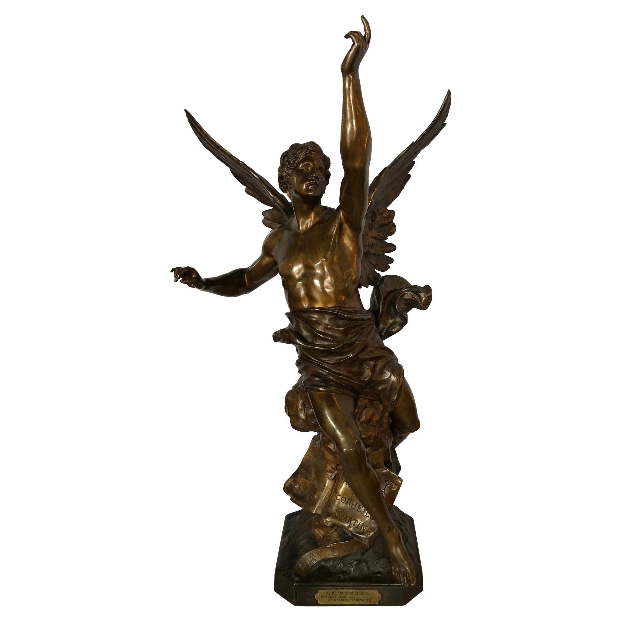 Emile Louis Picault, Bronzestatue mit dem Titel La Pensee, Frankreich, 1900er Jahre