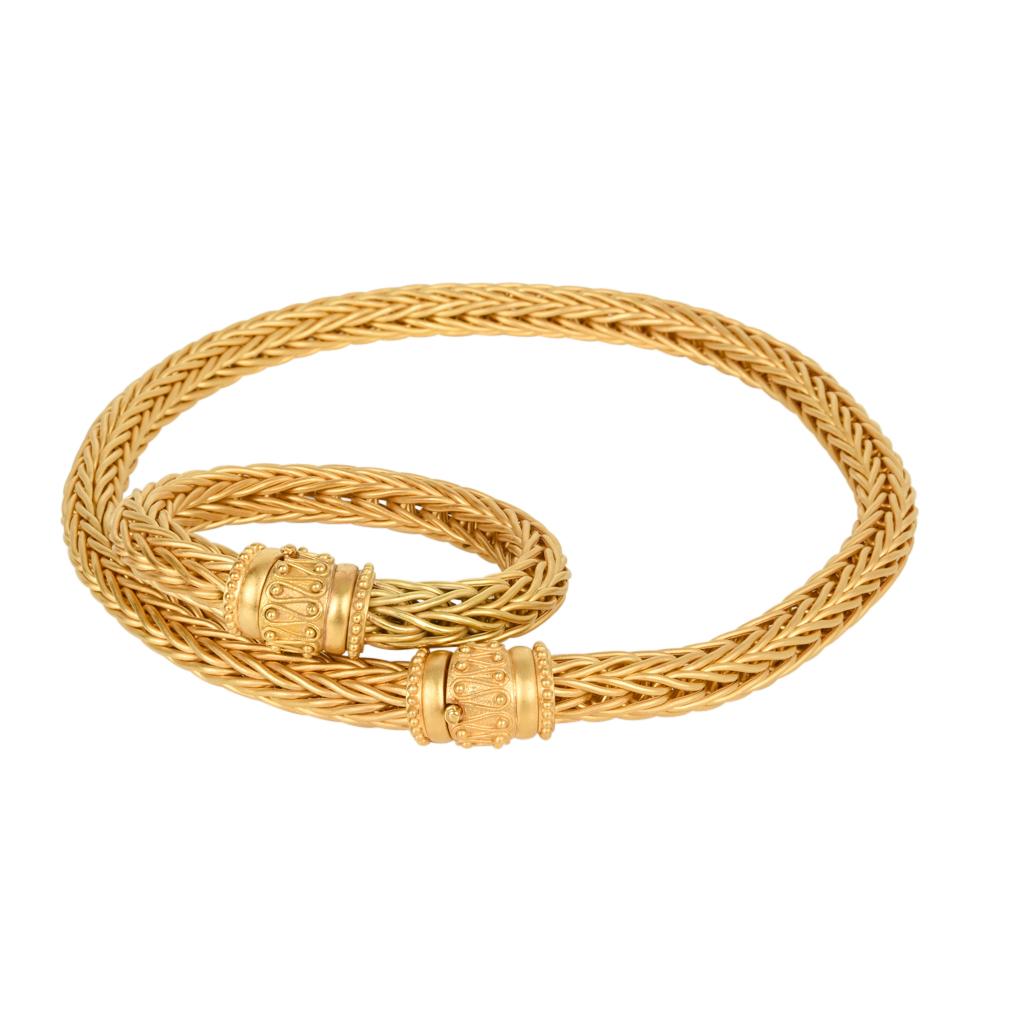 Women's La Pepita Bracelet 18k Matte Yellow Gold Wheat Weave