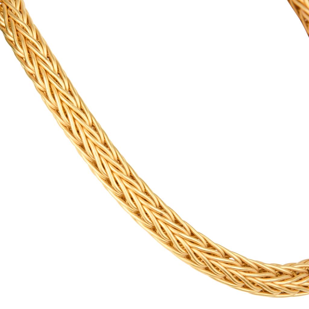 La Pepita Collier en or jaune mat 18 carats tissé en forme de blé en vente 1