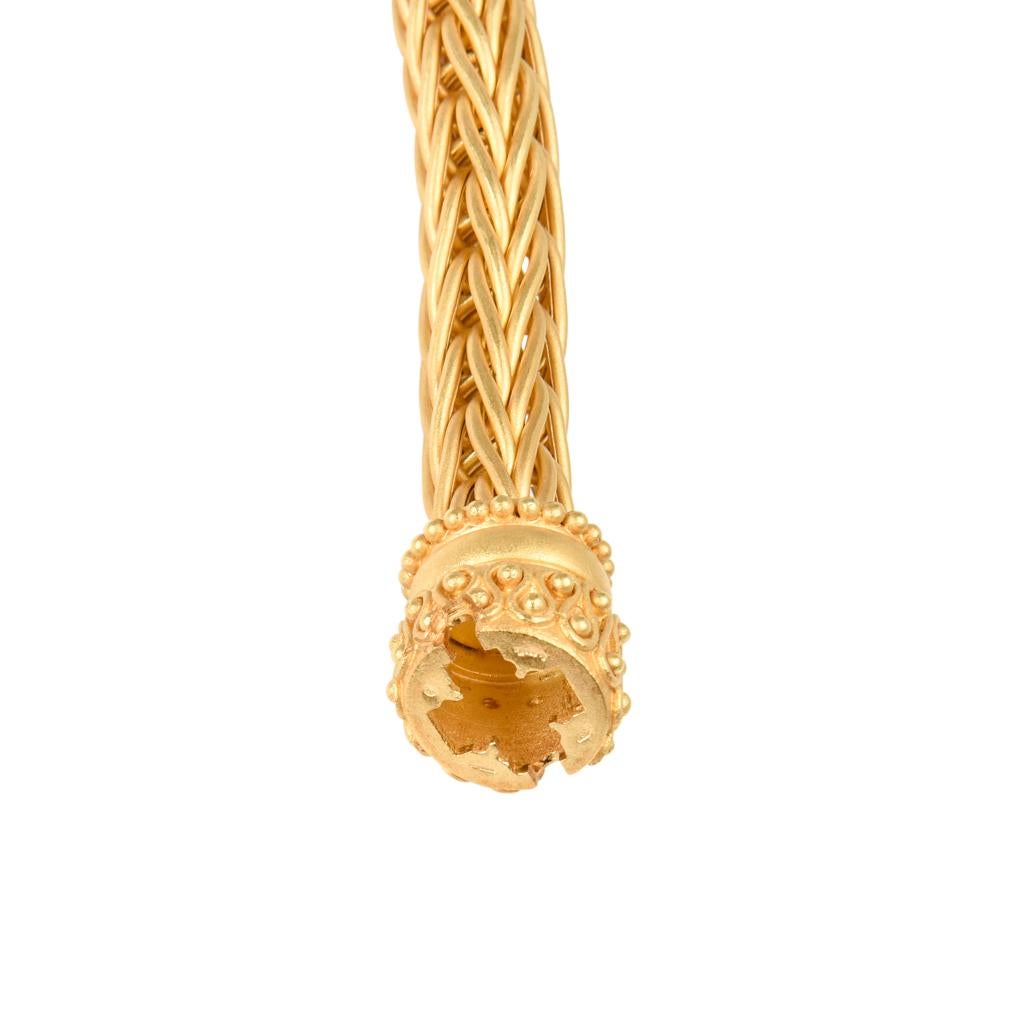 Etruscan Revival La Pepita Vintage Necklace 18 Karat Matte Yellow Gold Wheat Weave For Sale