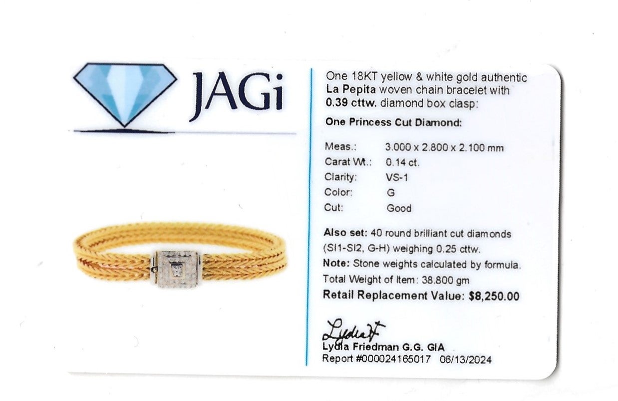 La Pepita Gewebtes Kettenarmband mit Diamant-Kastenverschluss aus 18 Karat gebürstetem Gold im Angebot 5