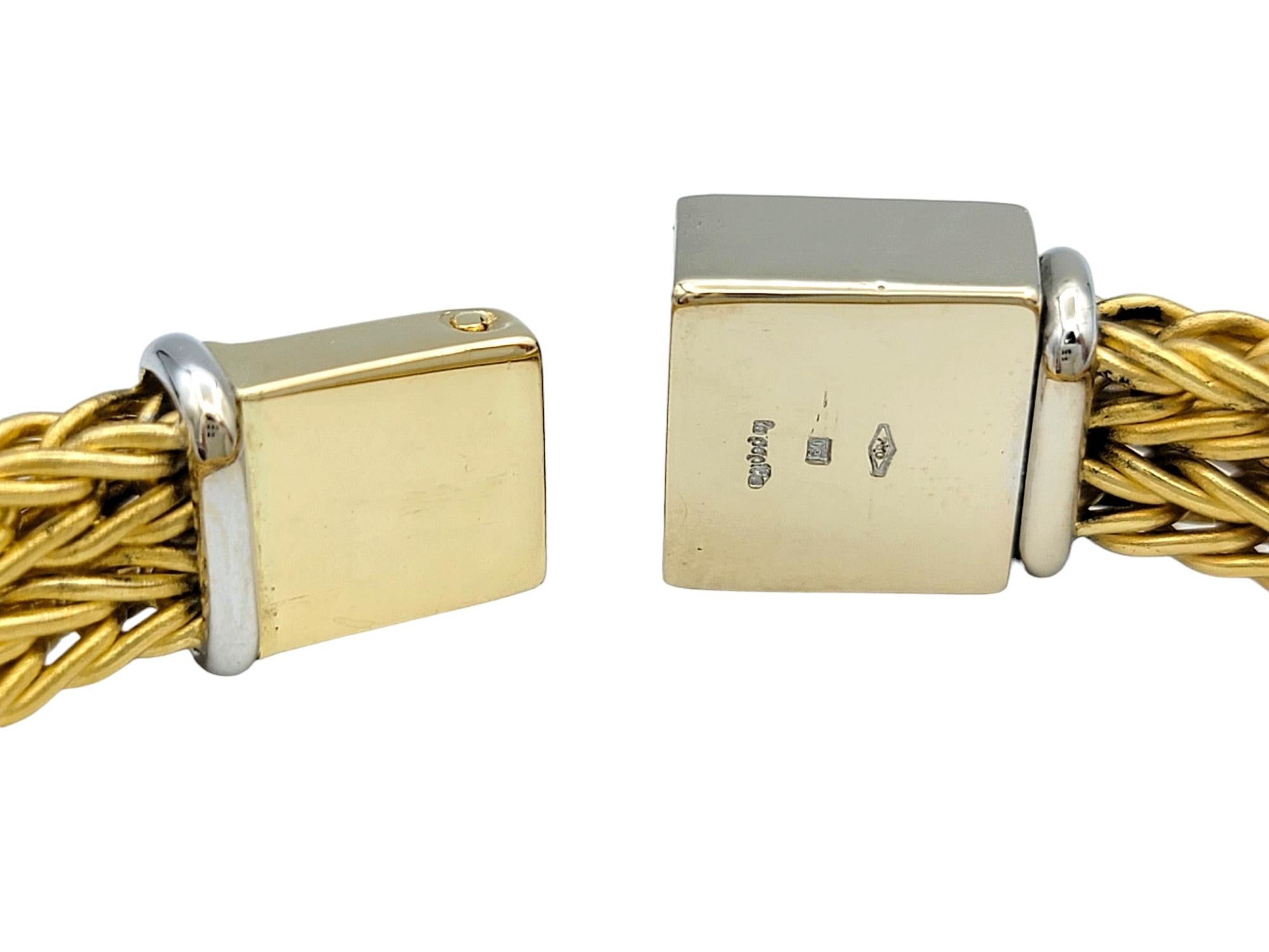 La Pepita Gewebtes Kettenarmband mit Diamant-Kastenverschluss aus 18 Karat gebürstetem Gold im Angebot 1