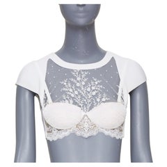 LA PERLA 2016 Neoprene Desire tulle embroidered white underwire crop top 32A XS