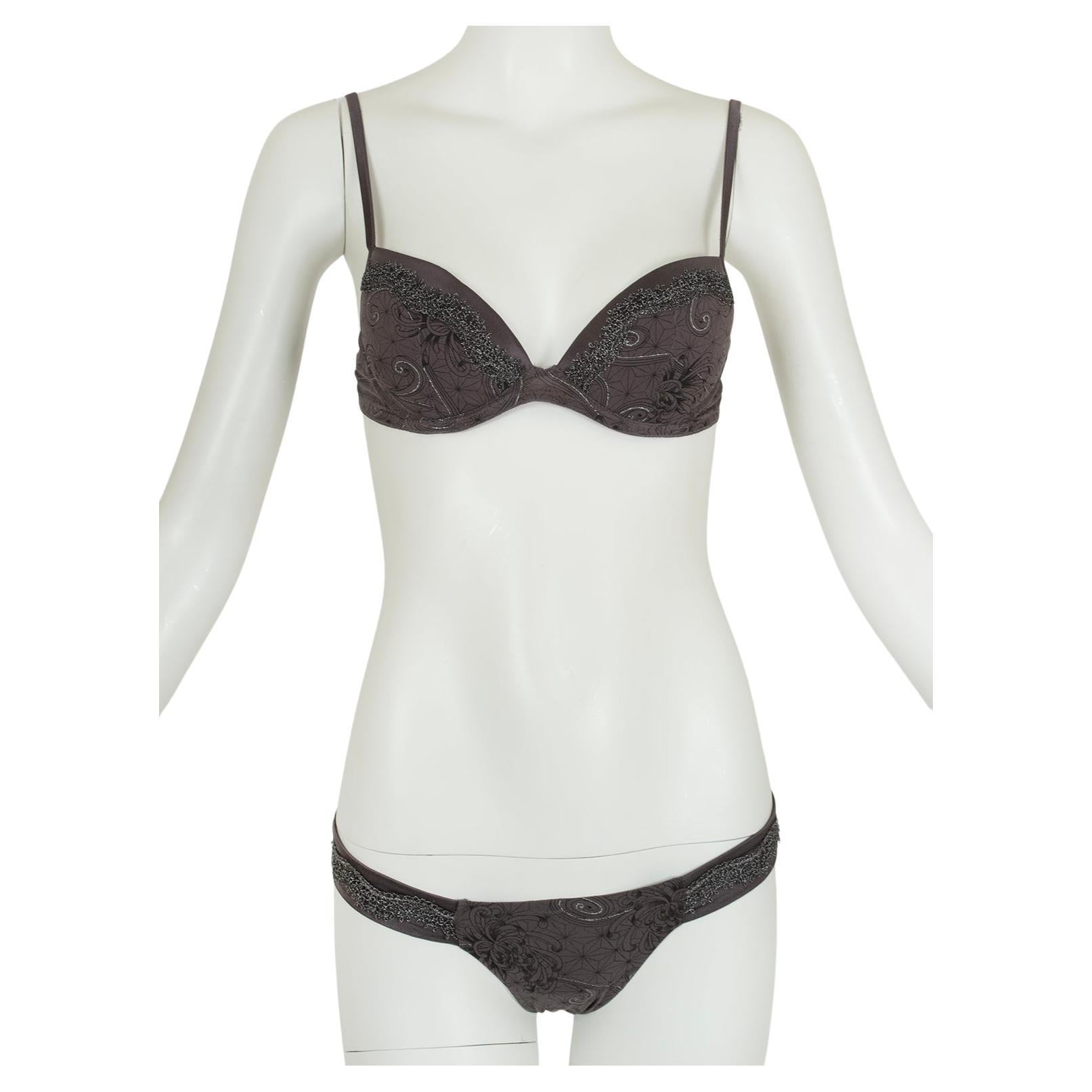 La Perla 20th Anniv Silver Shot Set di reggiseno e perizoma in seta - 32 C / Sm, 2004