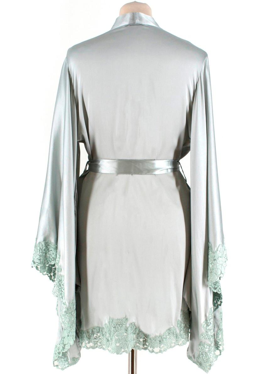 La Perla Azalea Kimono-Bademantel aus einer Seidenmischung aus Satin US 4 (Grau)