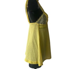La Perla : babydoll de lingerie jaune soleil avec dentelle florale et tulle, neuf