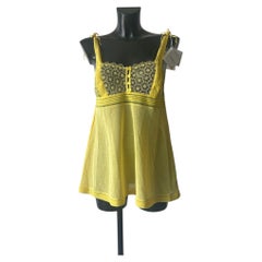 La Perla : babydoll de lingerie jaune soleil avec dentelle florale et tulle, neuf