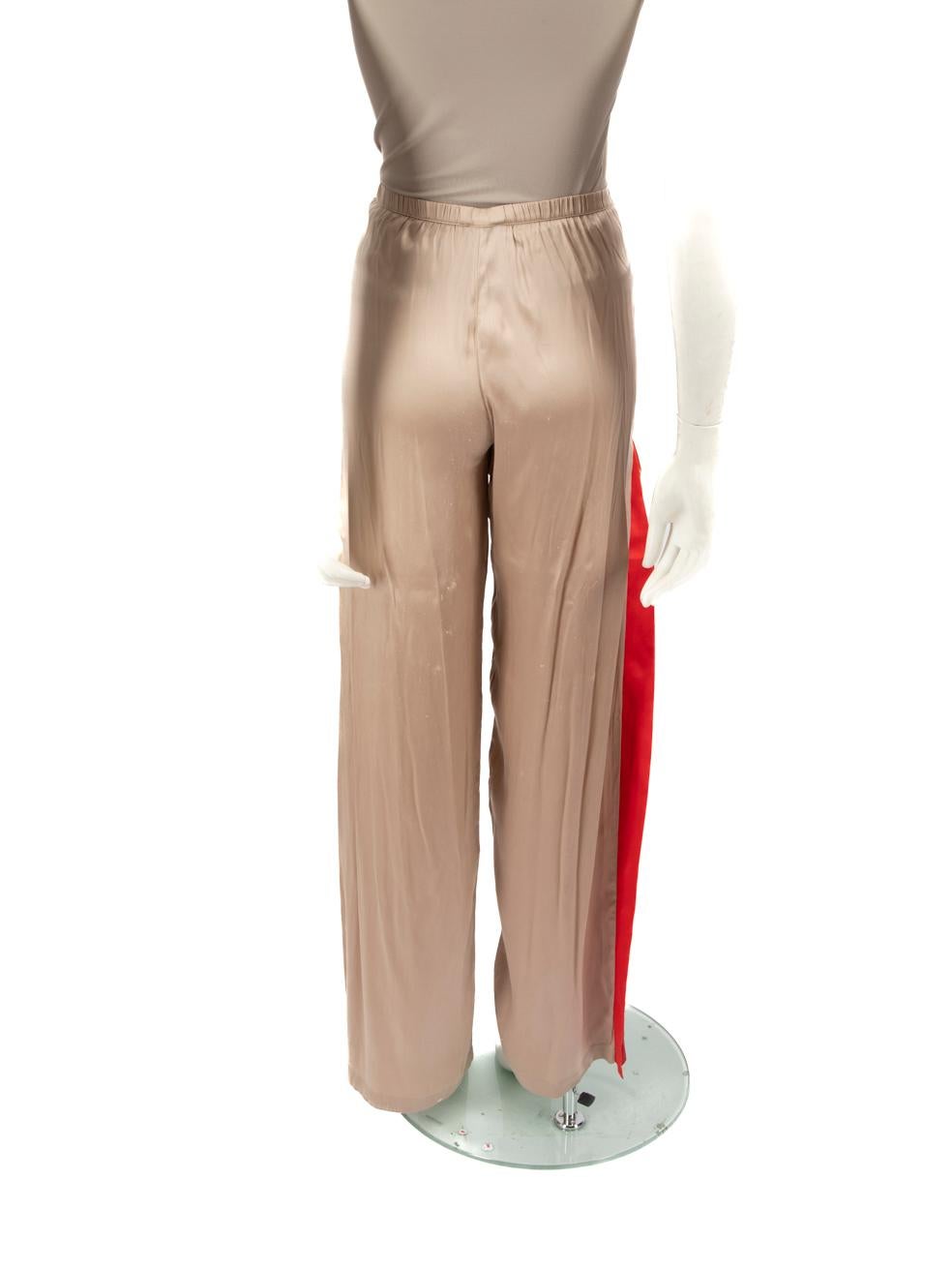 La Perla Beige Wide Leg Side Stripe Trousers Size L In Good Condition In London, GB