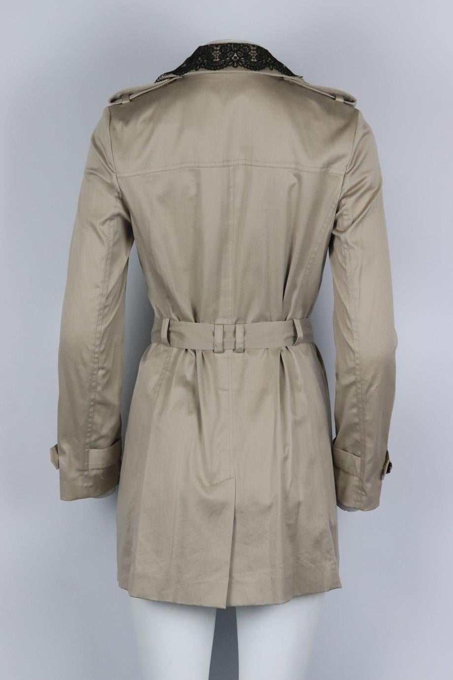 Gray La Perla Belted Double Breasted Satin Trench Coat It 42 Uk 10