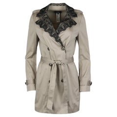 La Perla Belted Double Breasted Satin Trench Coat It 42 Uk 10
