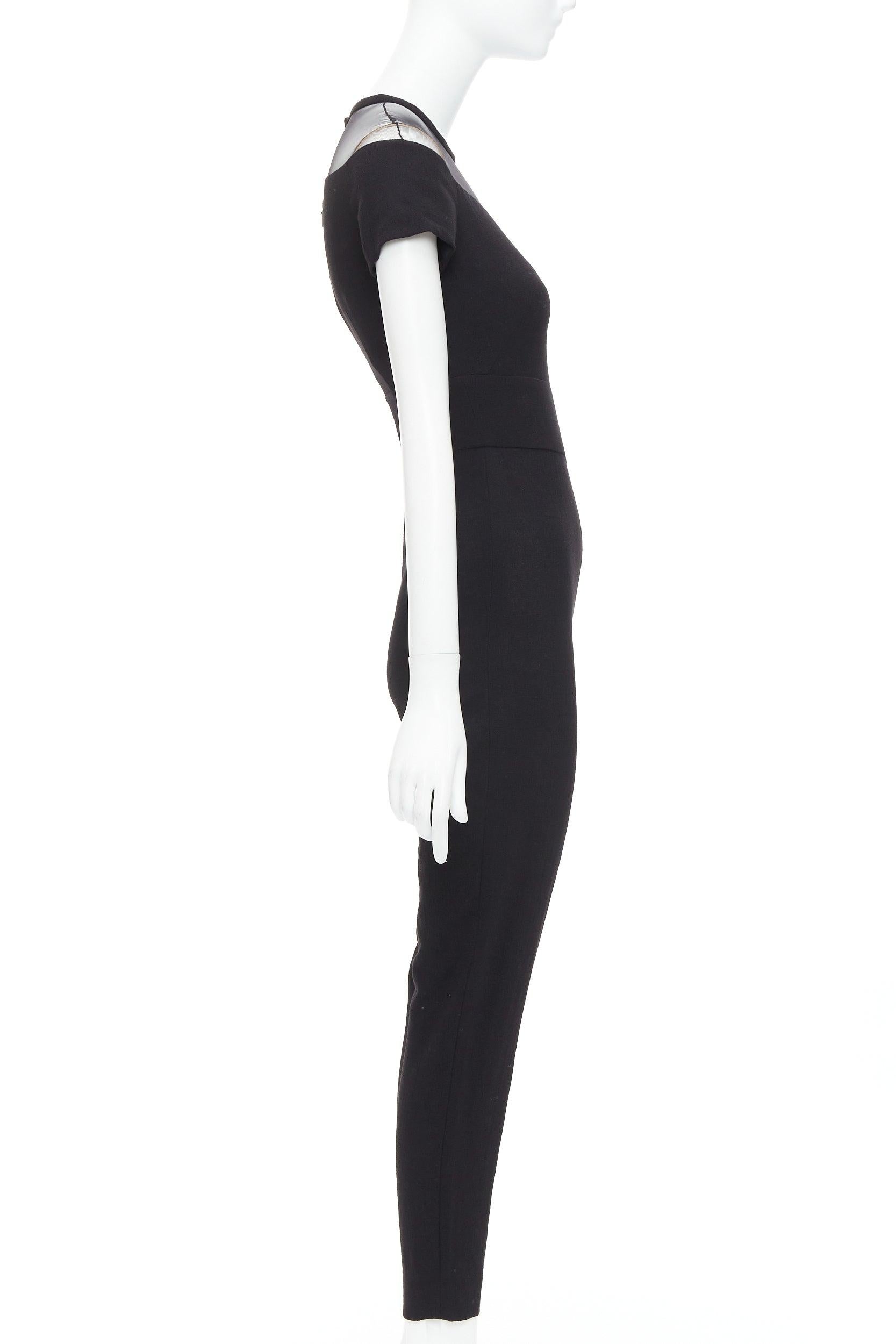 LA PERLA - Tuta nera in crepe e misto lana, con scollatura trasparente IT36D S In condizioni Nuovo in vendita a Hong Kong, NT