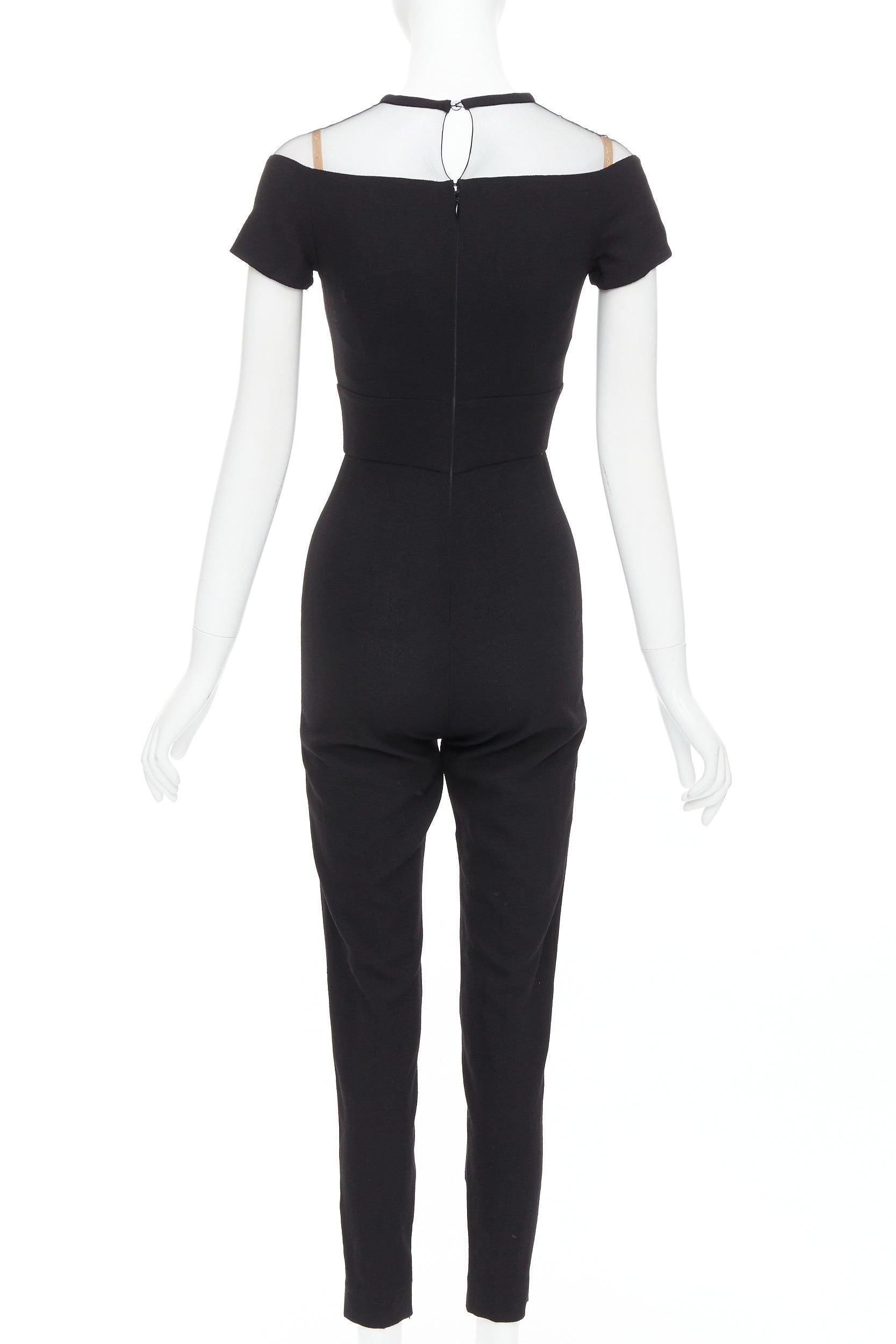 Donna LA PERLA - Tuta nera in crepe e misto lana, con scollatura trasparente IT36D S in vendita