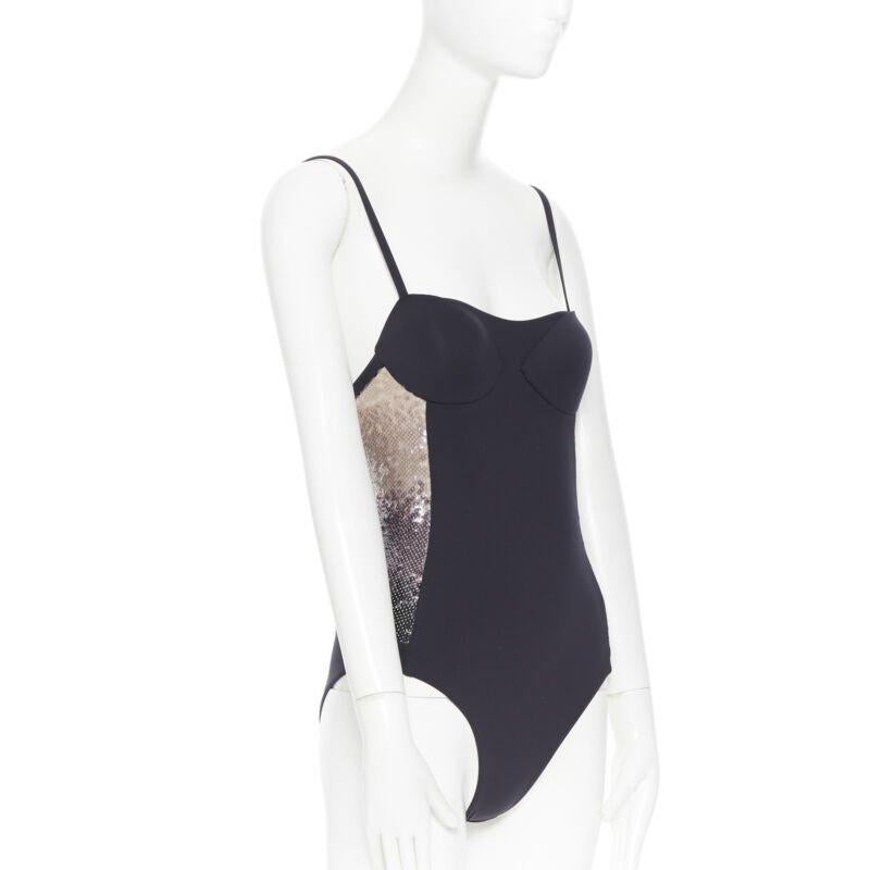 LA PERLA black nude black gradient sequins side padded swimsuit top IT40 XS
Reference: LNKO/A01190
Brand: La Perla
Model: Swimsuit
Material: Polyamide, Nylon
Color: Black
Pattern: Solid
Closure: Slip On
Extra Details: Nude to black sequins