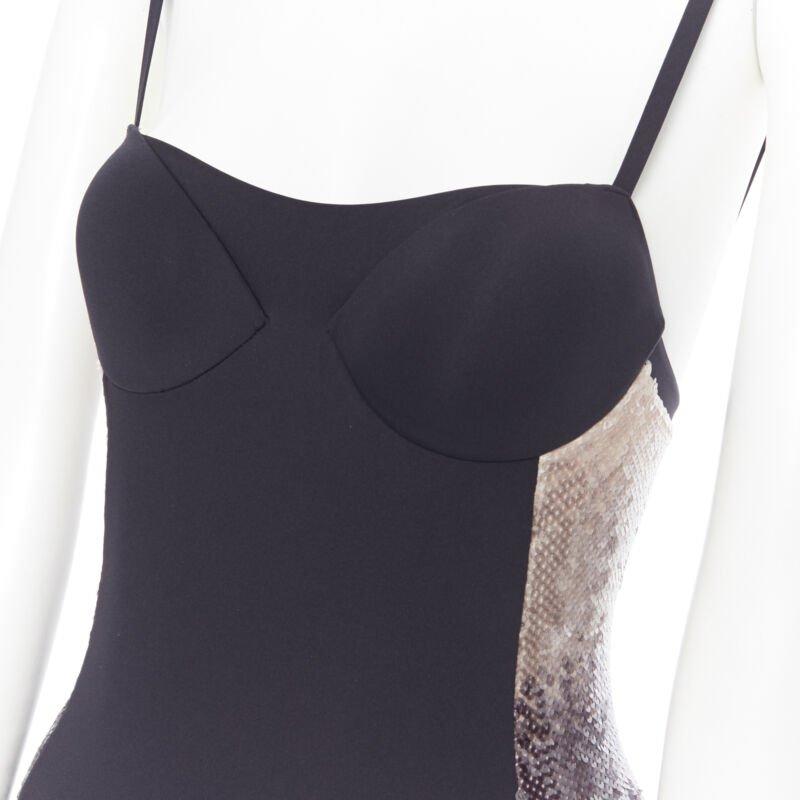 LA PERLA black nude black gradient sequins side padded swimsuit top IT40 XS For Sale 4