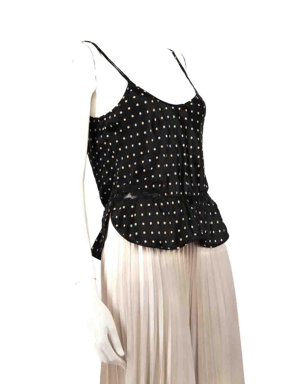 CONDITION is Very good. Hardly any visible wear to top is evident on this used La Perla designer resale item.
 
 
 
 Details
 
 
 Black
 
 Silk
 
 Tank top
 
 Polkadot pattern
 
 Sleeveless
 
 Elasticated waist
 
 Round neck
 
 
 
 
 
 Made in