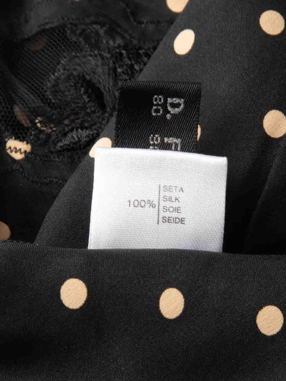 La Perla Black Silk Polka Dot Print Top Size L 1