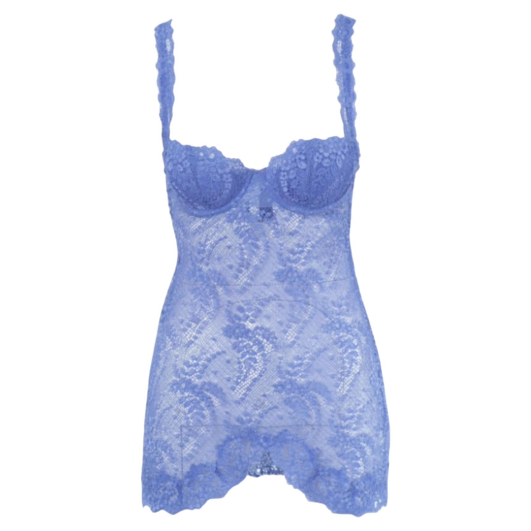 La Perla Blaues Spitzen-Bustier-Slipkleid - '00s