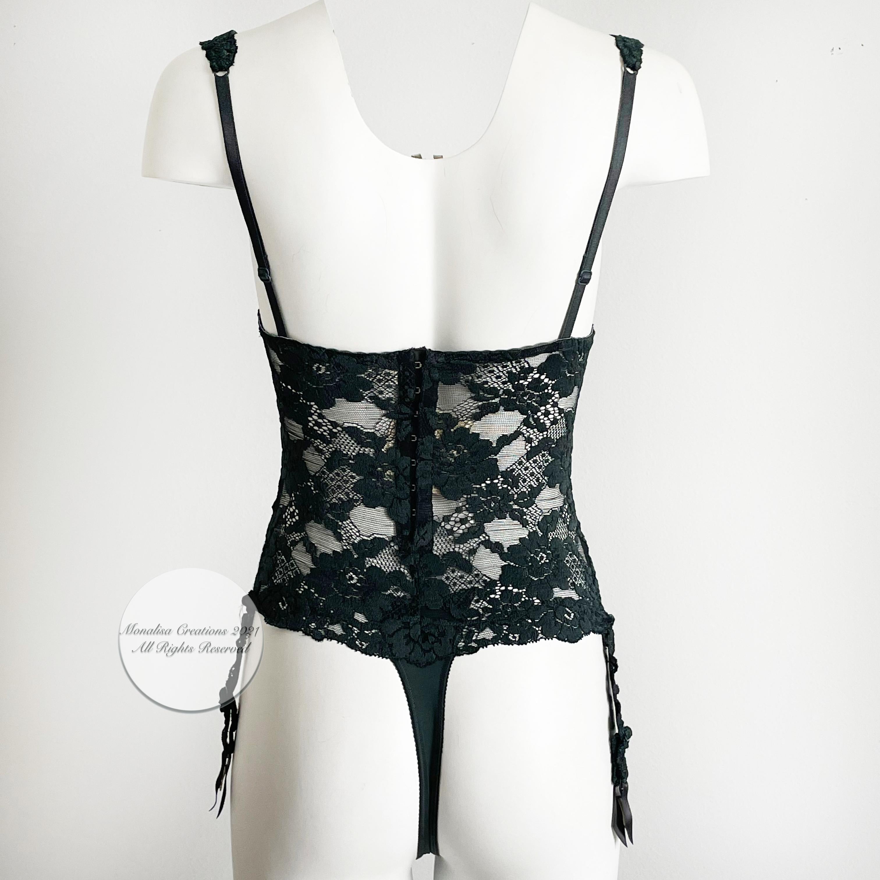 La Perla Body Suit with Garter Straps Floral Lace New With Tags 2003 NOS Size 34 In New Condition In Port Saint Lucie, FL