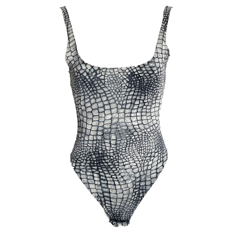 La Perla Bodysuit Abstract Croco Print Gray US 8 New With Tag NOS Italy  2003 For Sale at 1stDibs