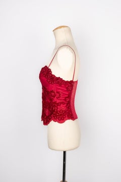 La Perla Cherry Red Silk Corset Top