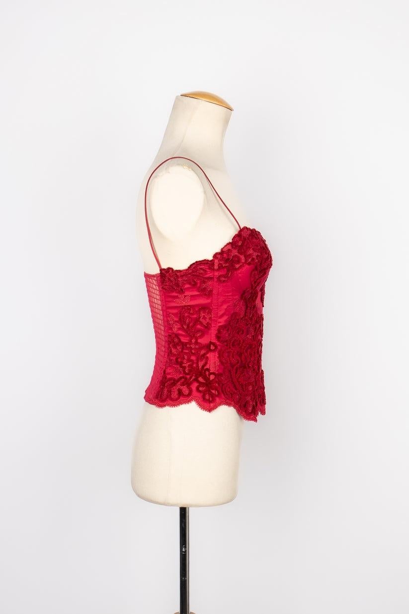 La Perla - Top corset en soie rouge cerise Pour femmes en vente