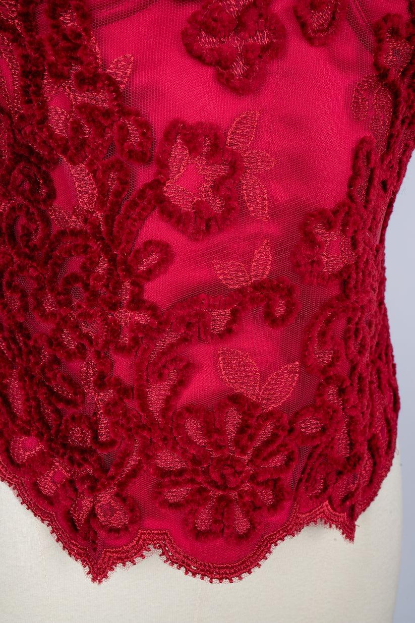 La Perla - Top corset en soie rouge cerise en vente 1