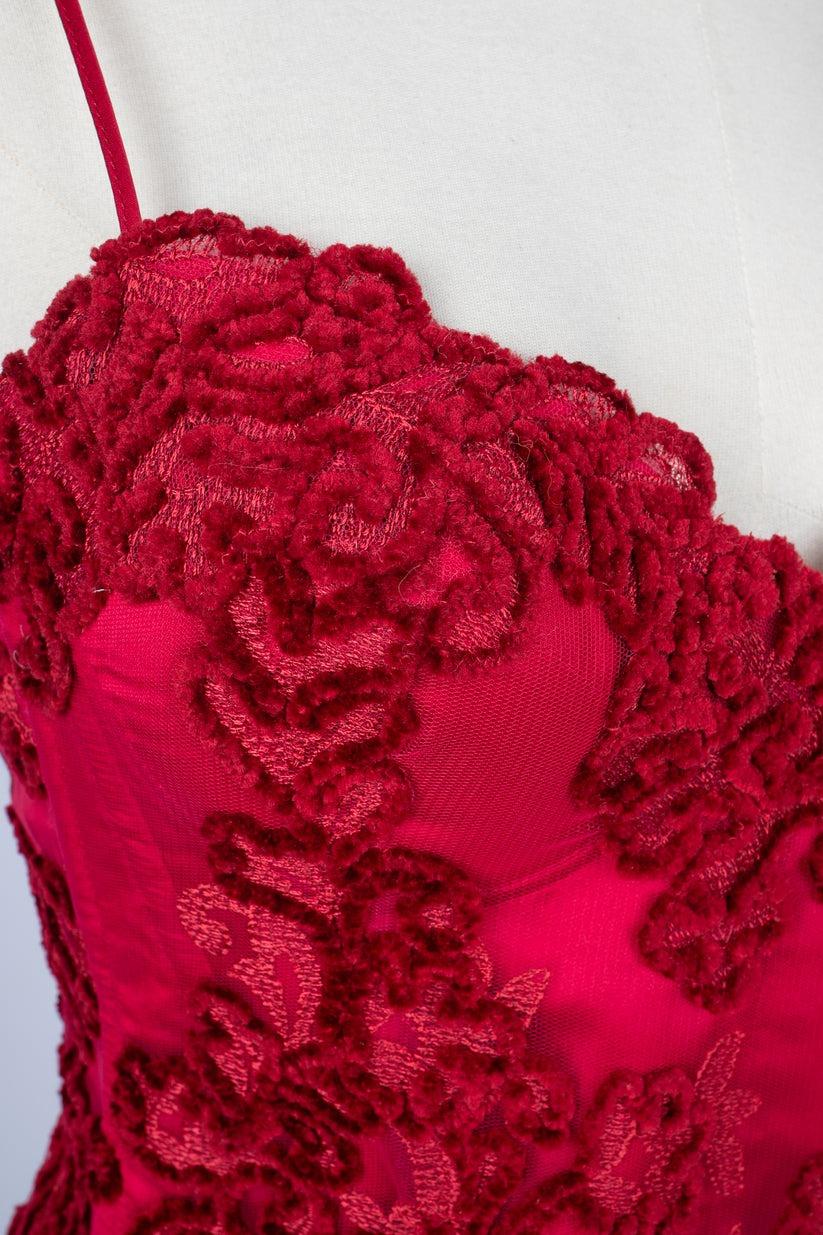 La Perla - Top corset en soie rouge cerise en vente 2