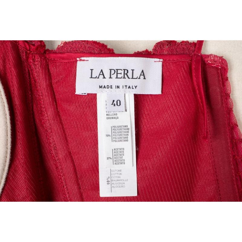 La Perla - Top corset en soie rouge cerise en vente 4