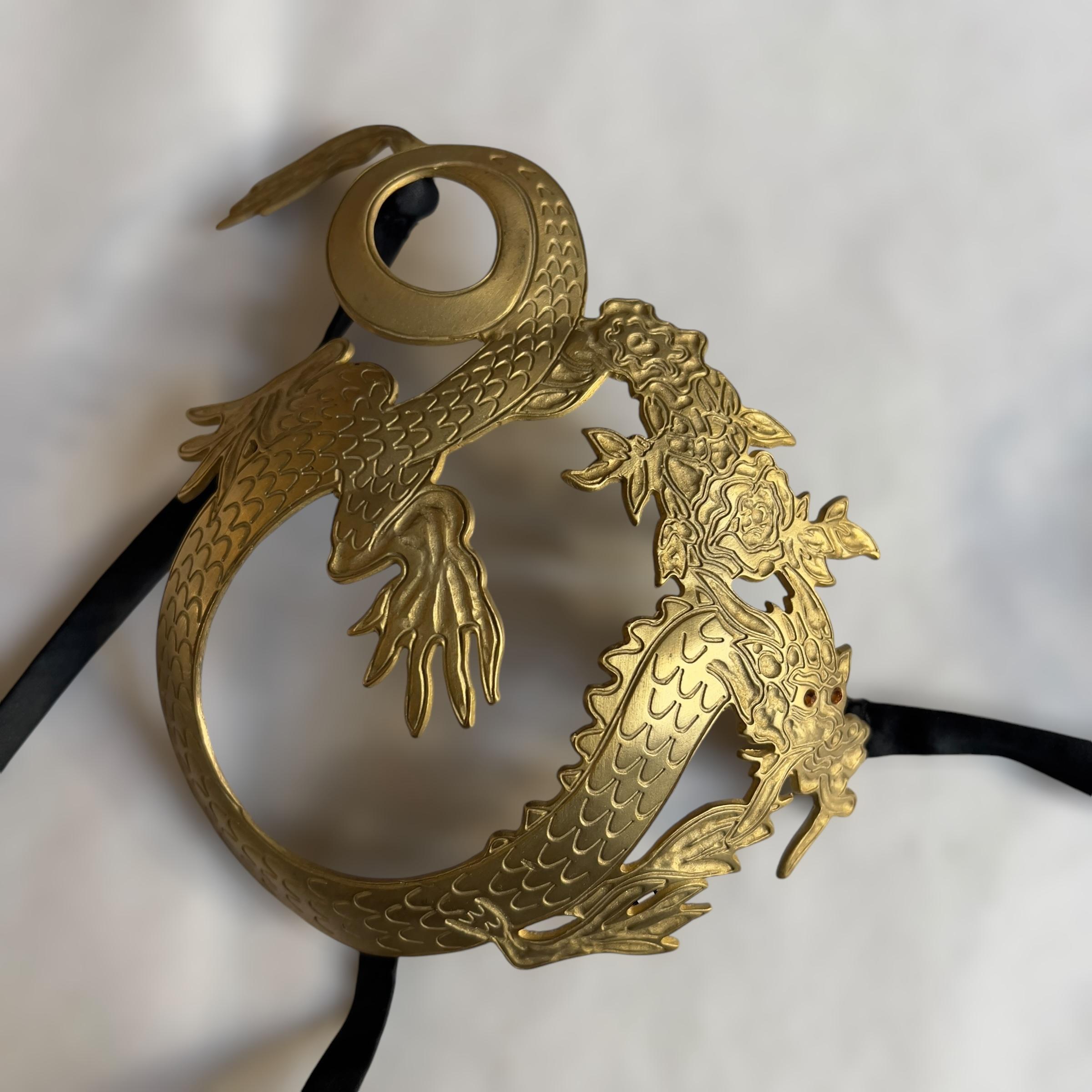 Black La Perla Circa 2007 Gold Dragon Metal Bra For Sale