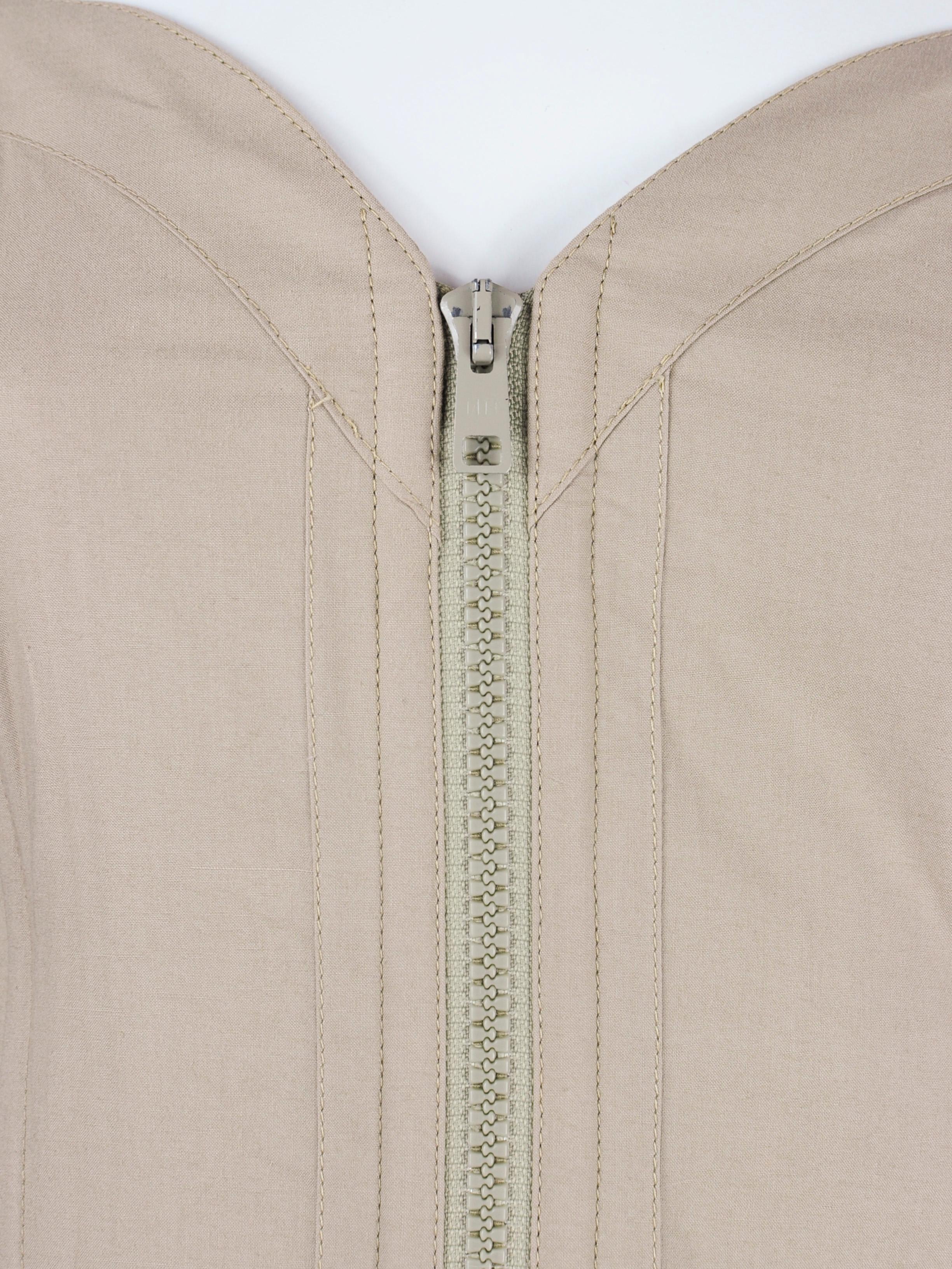La Perla Corset NWT Deadstock Beige Cotton Zipper Peplum Shape 1990s For Sale 3