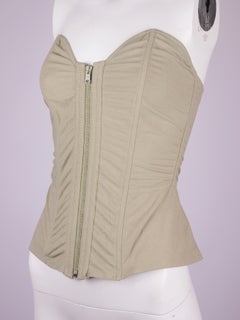 La Perla Corset NWT Deadstock Beige Linen Blend Zipper Peplum Shape 1990s