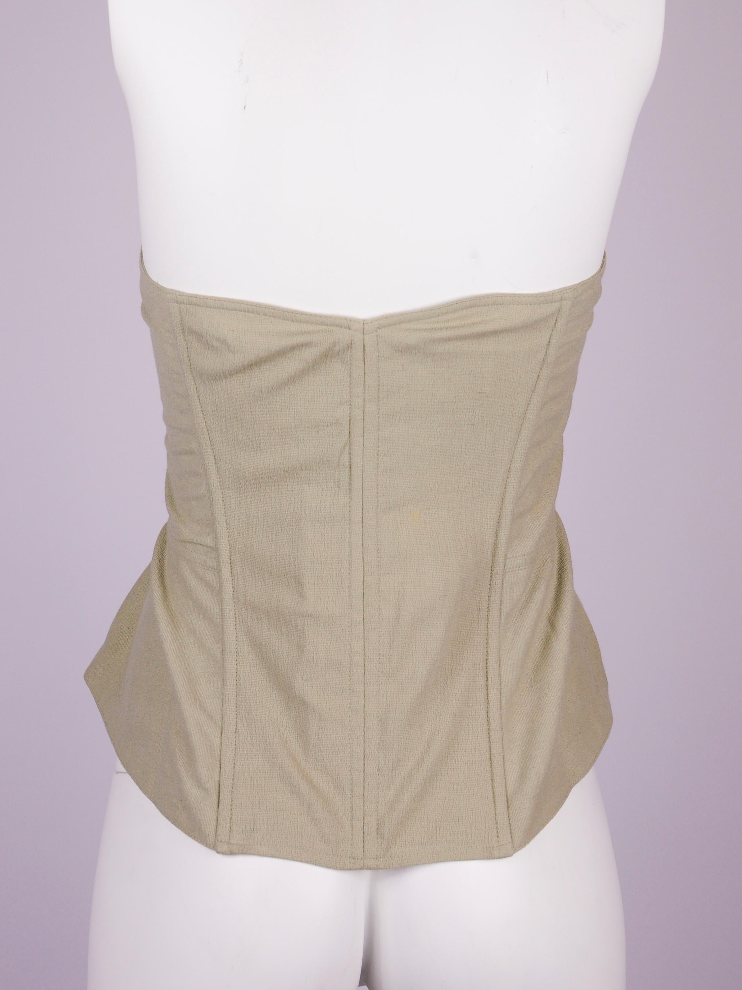 beige strapless corset top