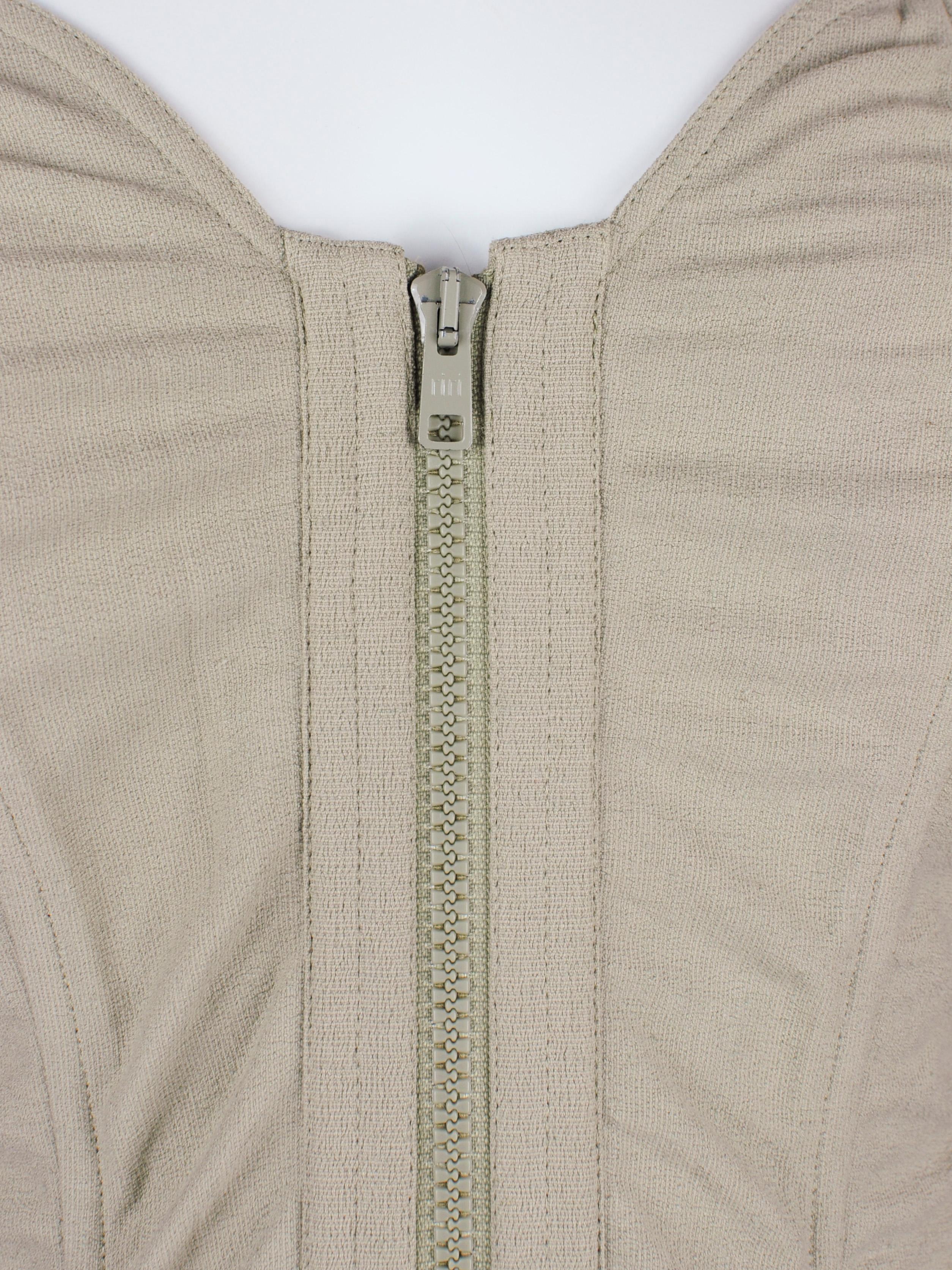 La Perla Corset NWT Deadstock Beige Linen Blend Zipper Peplum Shape 1990s In New Condition For Sale In AMSTERDAM, NL