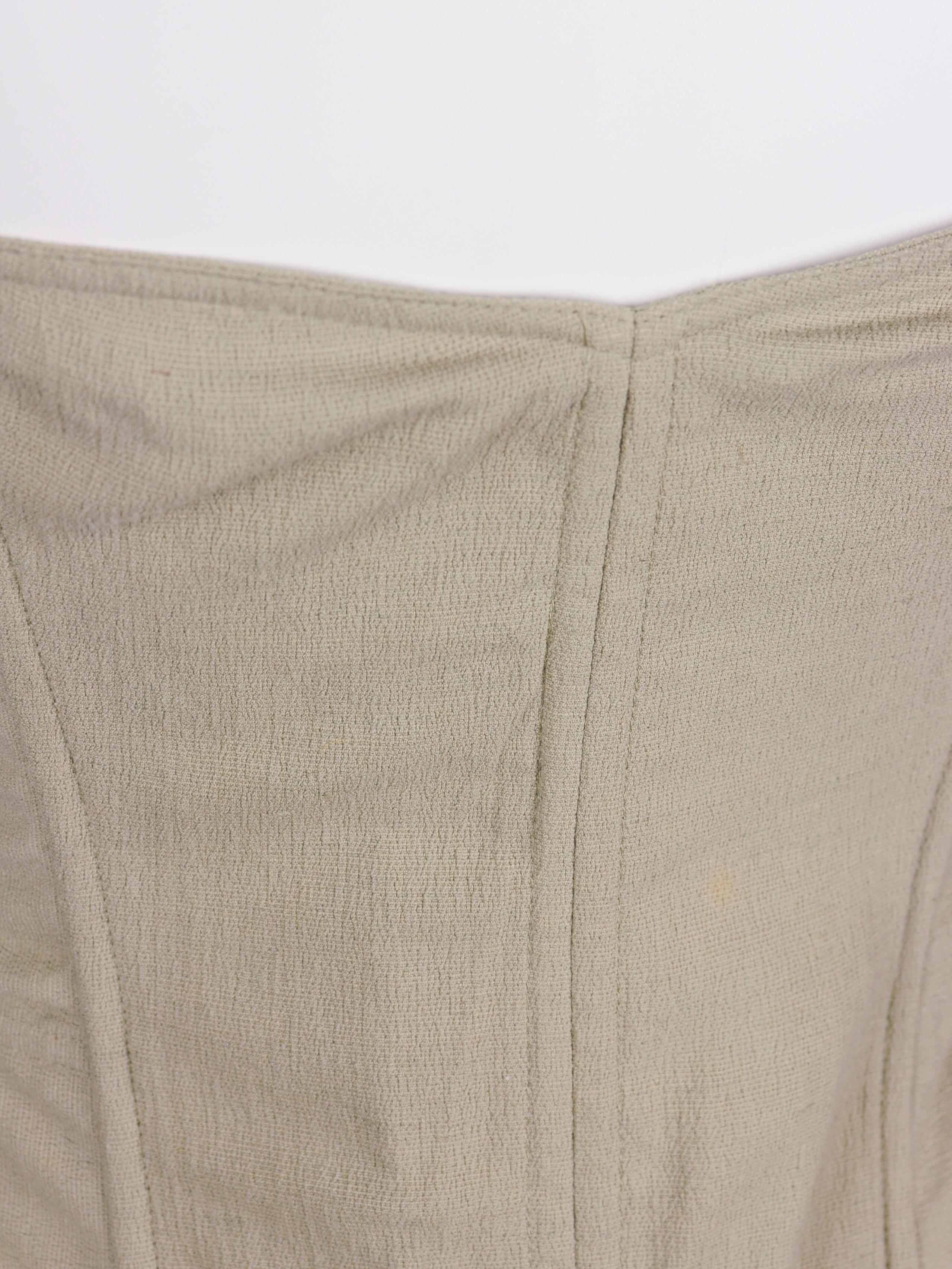 Women's La Perla Corset NWT Deadstock Beige Linen Blend Zipper Peplum Shape 1990s For Sale