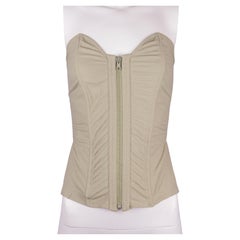 La Perla Corset NWT Deadstock Beige Linen Blend Zipper Peplum Shape 1990s