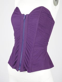 La Perla Corset NWT Deadstock Purple Linen Blend Zipper Peplum Shape 1990s
