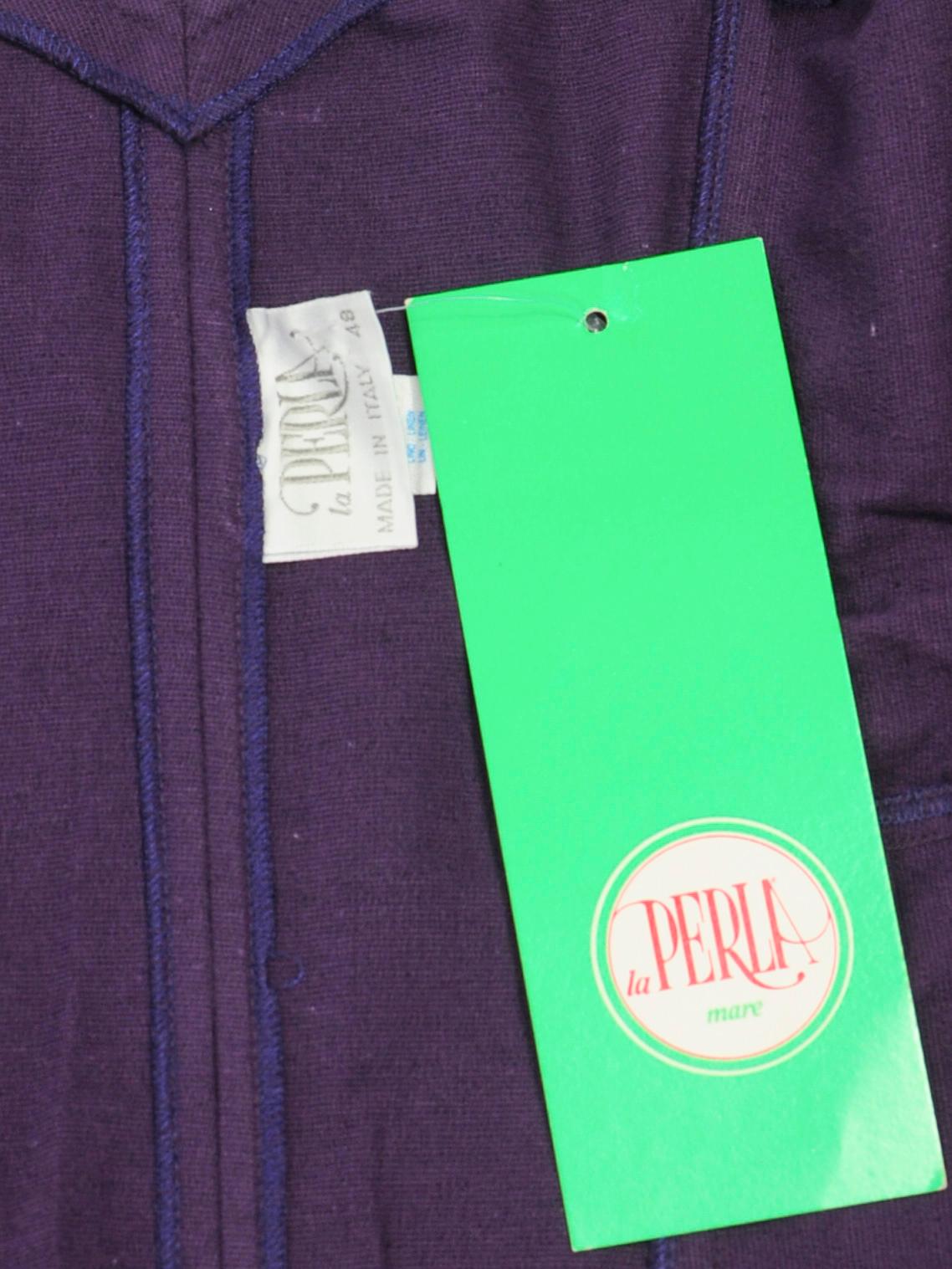 La Perla Corset NWT Deadstock Purple Linen Blend Zipper Peplum Shape 1990s For Sale 3